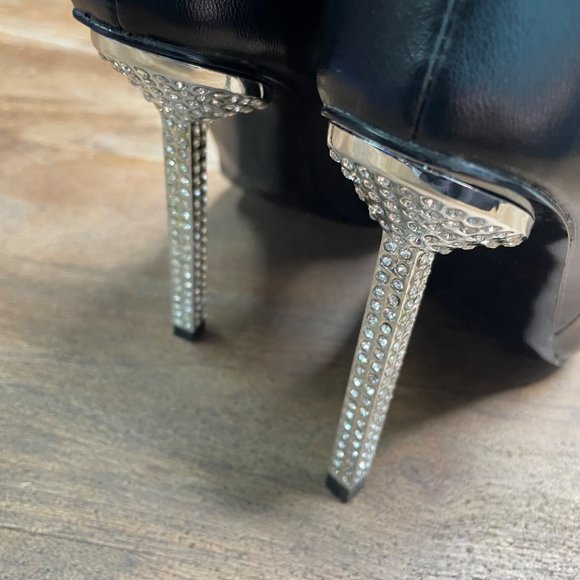 Azalea Wang Akira Black Stiletto Boot Size‎ 7 Rhinestone Glam Sexy Club Dancer - Picture 8 of 10